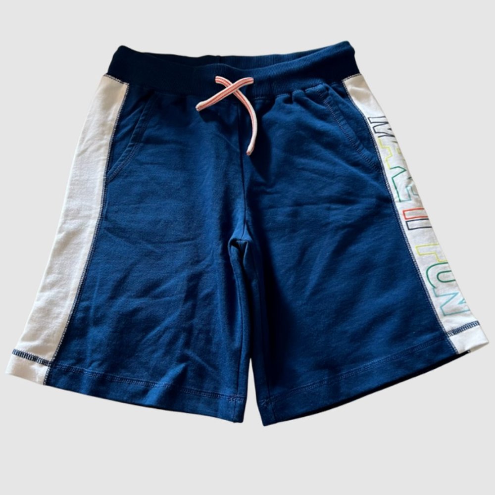 United Colors of Benetton Bermuda Cotton Shorts Blue & White, NWOT- 8-9 year old